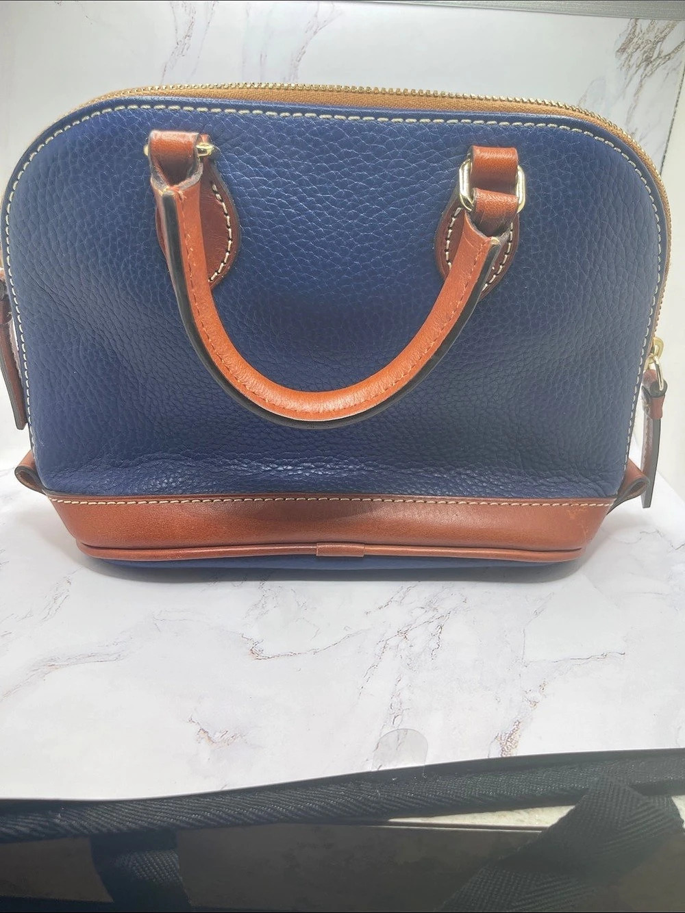 Dooney & Bourke Bitsy Bag Blue & Brown Satchel